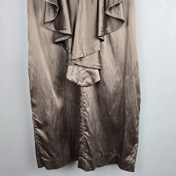 BCBGMAXAZRIA Cocktail Dress Silk Blend Side Pockets Taupe Brown Womens Size S‎ - Picture 8 of 15